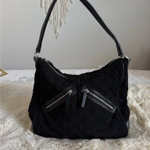 Vera Bradley Black Quilted Shoulder Bag – Lightweight Nylon Purse